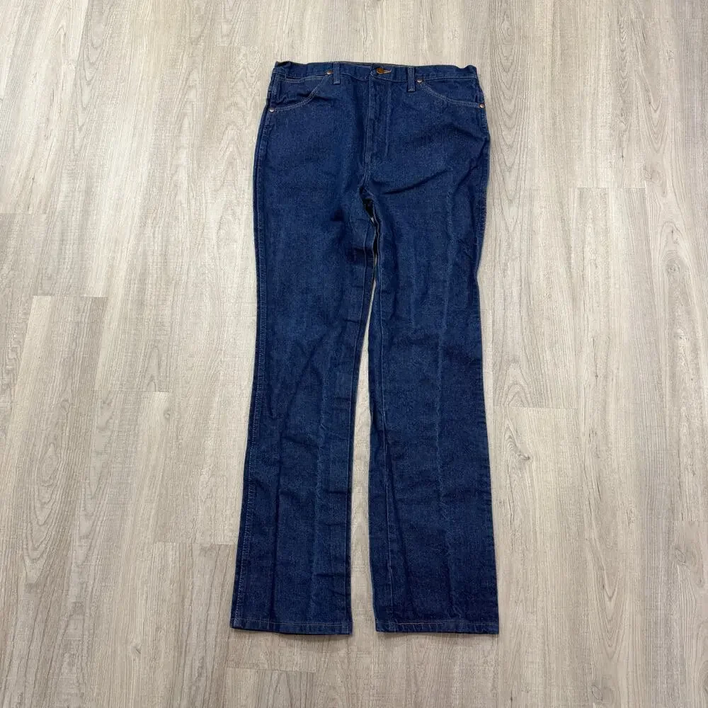 Vintage Wrangler Cowboy Cut Slim Fit Jeans Men's 36x34 Blue Denim Western 936DEN